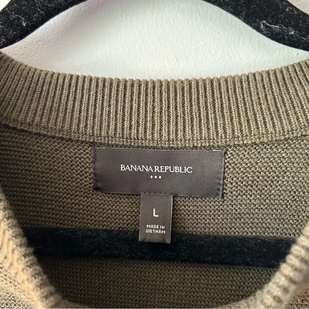 Banana Republic Factory Vegan Suede Patch Sweater Olive Green Large